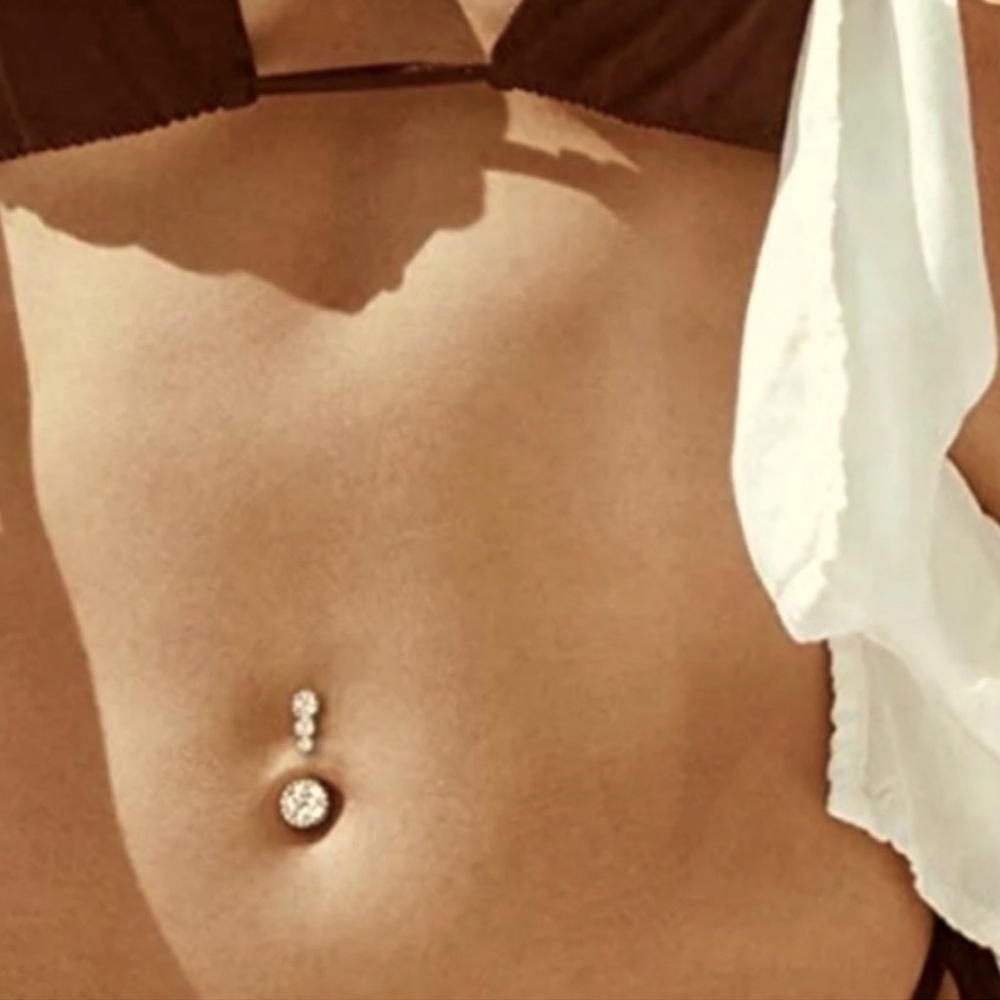NEW Silver Triple Rhinestone Belly Ring